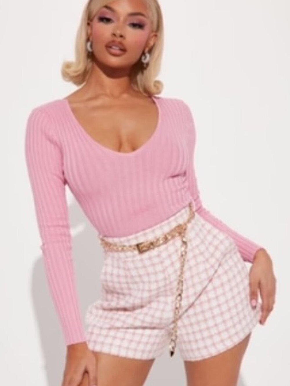 NWT Fashion Nova Kallan Knit Sweater Top (Pink)